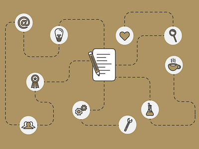 Icons in action icons illustration layout line icons resume symbol web graphic