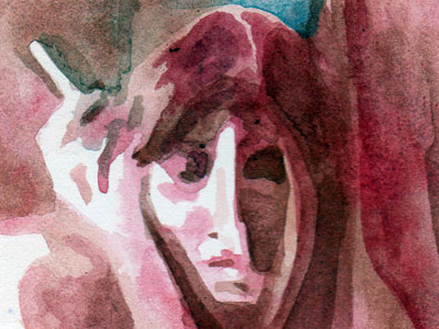 Woman with Cigarette cigarette red smoke watercolor woman