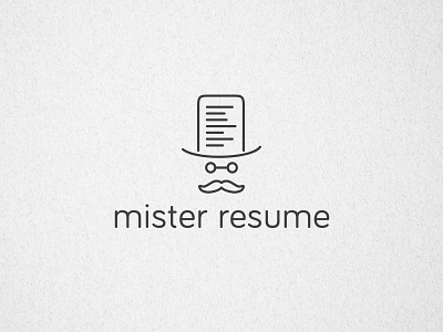 Mister Resume branding identity line line illustration logo mister mustache paper resume texture tophat workmark