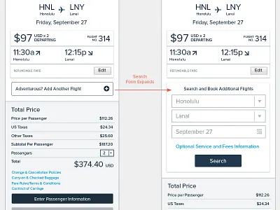 Mobile Flight Search booking flight hawaii omnigraffle price ui ux wireframe