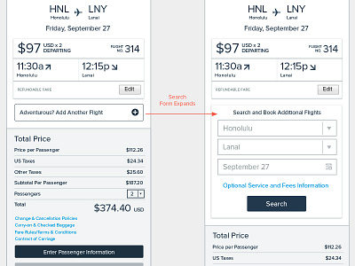 Mobile Flight Search booking flight hawaii omnigraffle price ui ux wireframe