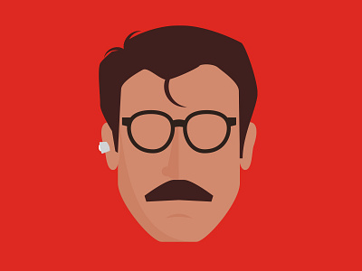 Twombly ear earpiece glasses her illustration man mustache phone technology