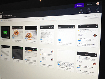 New Marvel UI admin buttons gallery menu nav project thumbnails ui website