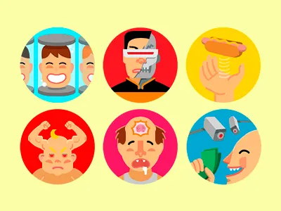 Future andrey smirny brain camera cyborg flat future hotdog icon illustration look at me