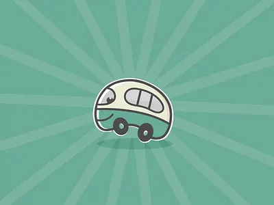 Funny Bus bus cartoon character cute flat design logo