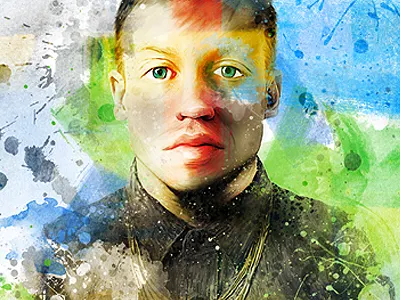 Macklemore Art Print black blue grunge macklemore paint painting portrait poster rapper red splatter yellow