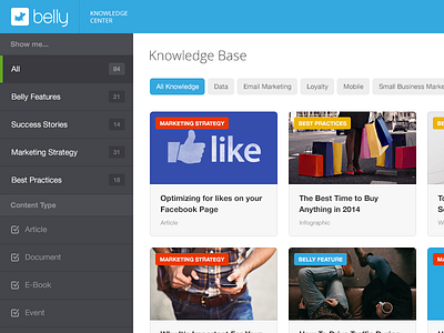 Knowledge Center Detail admin clean filter flat navigation open sans sidebar simple tags