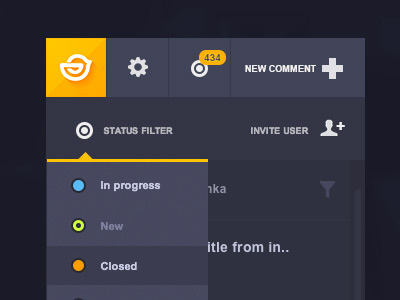 New TrackDuck feedback widget deepblue feedback toolbar trackduck ui widget yellow