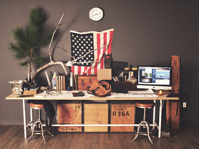 Workspace design desk office old studio vintage workspace