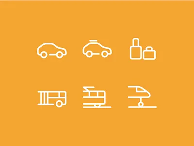 Transport Icons bags bus car design icon line plane taxi train transport