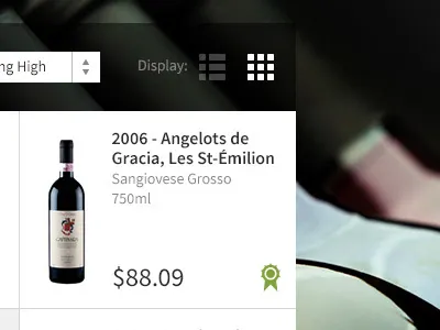 User interface for an e-commerce website commerce display e com effect grid interface price ui user experience user interface ux wine