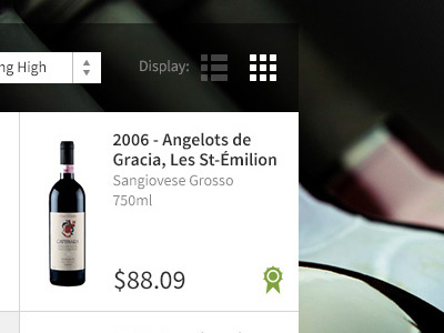 User interface for an e-commerce website commerce display e com effect grid interface price ui user experience user interface ux wine