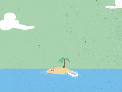 Exile boat exile iland illustration isolated man paper poster print sea sky texture