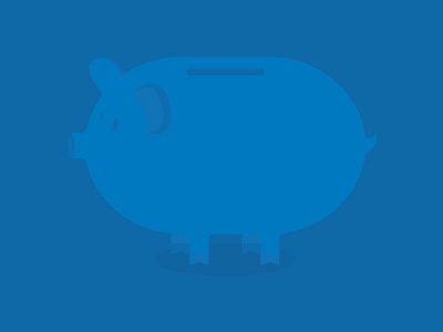 Piggy Bank bacon bank blue flat illustration money oink pig