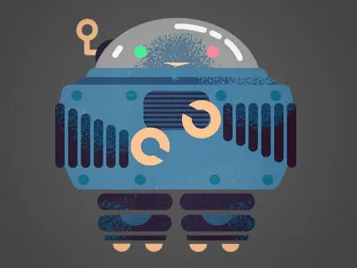 Simple flat vintage robot toy design flat illustration josh hoye robot shapes simple toy vintage