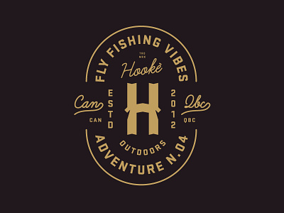 Hooké, Fly fishing vibes black crest fishing h logo outdoor texture vintage wip