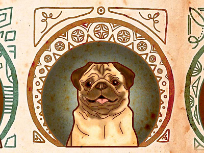 Pug hand drawn illustration pug