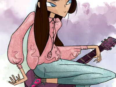 Martine girl guitar illustration pencil photoshop.