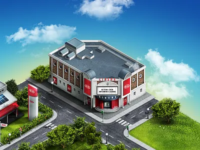 Isometric Cinema House building cinema isometric map world