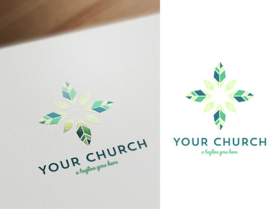 Green Leaf // Church Logo church design illustration leaf logo nature vector