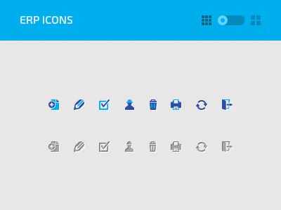 ERP Icons blue fun glyphs gray icon icons oil rigs set software
