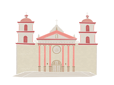 Santa Barbara Mission building iconic retro santa barbara