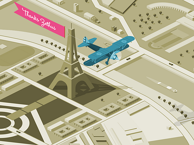 Hi! airplane anil yanik anıl yanık eiffel flash invite isometric map paris