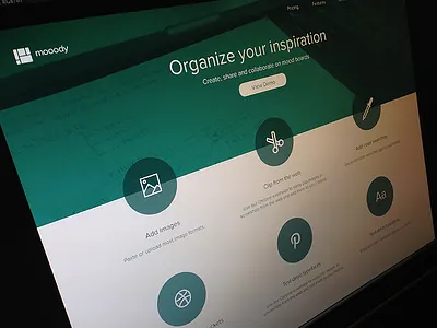Mooody app homepage landing page