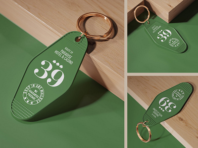 Hotel Keychain with Golden Ring Mockup hotel