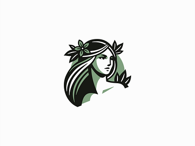 Nymph Logo beauty branding design fashion feminine flower girl grace icon identity illustration logo mark nature nymph plant symbol vector wellness woman