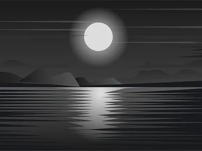 A Monochromatic Landscape 🌄 glowing full moon monochromatic monochromatic landscape 🌄 night landscape