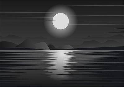 A Monochromatic Landscape 🌄 glowing full moon monochromatic monochromatic landscape 🌄 night landscape