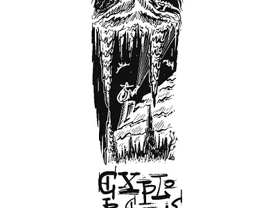 EXPLORERS cave explorer grotto handmade illustration stalagmites staloctites typography