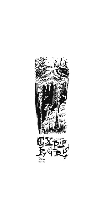 EXPLORERS cave explorer grotto handmade illustration stalagmites staloctites typography