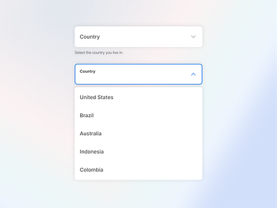 Dropdown UI - Country Selector app design clean ui component component design country selector daily ui design down drop drop down ui drop dpwn form design minimal ui minimalism selector ui ui ux user interface ux web design