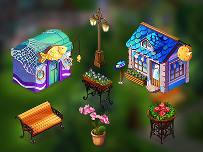 Game art for restarant game art building flower food game gameart restaurant shop