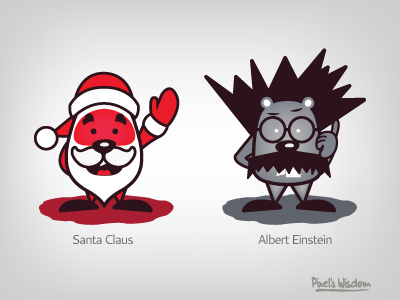 Pixel's Wisdom_3 albert einstein brouhouse claus comic illustrator pixel santa