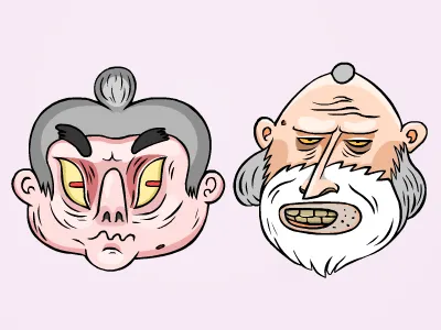The Elderly 1 beard character design elderly grandma grandpa grandparents grey old vector