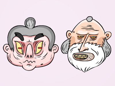 The Elderly 1 beard character design elderly grandma grandpa grandparents grey old vector