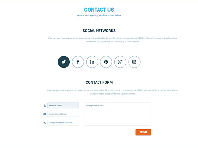 Lola Contact Section contact flat form one page round section simple social theme