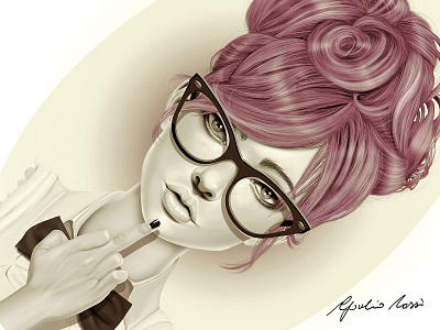 Fu*k You attitude character design digital painting eyewear finger hair photoshop pink portrait