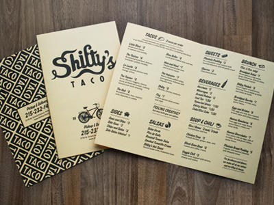 Shifty's Taco Branding branding food handdrawn icons identity menu paper shiftys taco type typography written