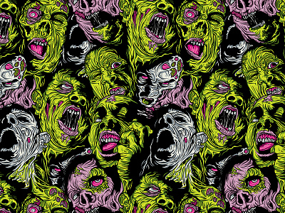 Faces of Death Repeating Pattern illustration pattern repeat zombies