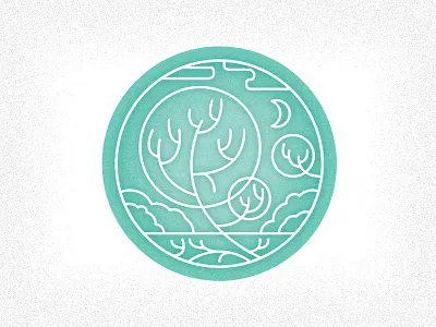 Little Scene illustration line moon park tree