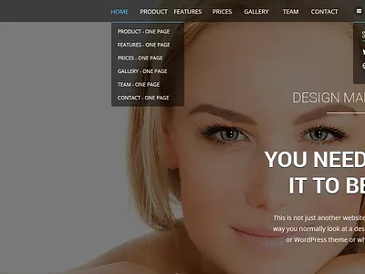 Lola One Page Template Rebound blue contact flat footer gallery menu one page prices product simple team white