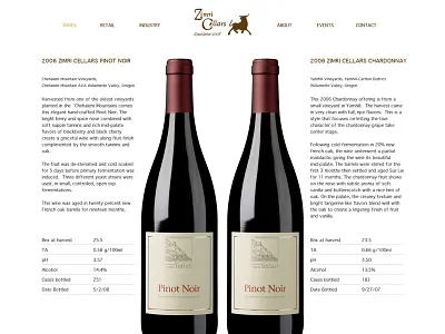 Zimri Cellars website wine