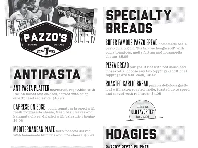 Pazzo's Look/Feel Test 2 menu robert gaszak typography
