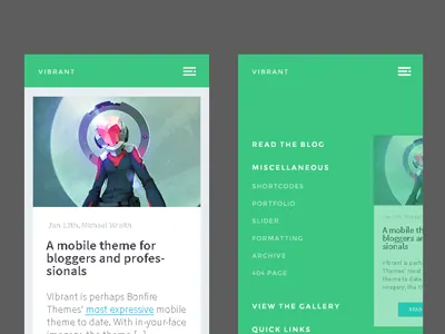 Vibrant android clean colorful crisp design flat ios mobile smartphone touch wordpress wp