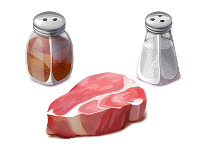 meat, salt, pepper gameart meat paper salt