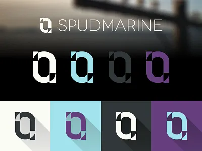Spudmarine Logo 3 blue brand cream gray icon logo personal purple vector